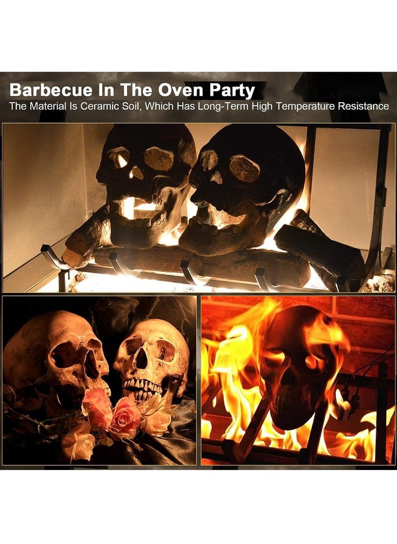 Generic - Ceramic Fire Pit Skulls, Reusable Square Skull Decorative Props for Fire Pit Party BBQ Fireplace Bonfire (3 Pieces) - Image 1