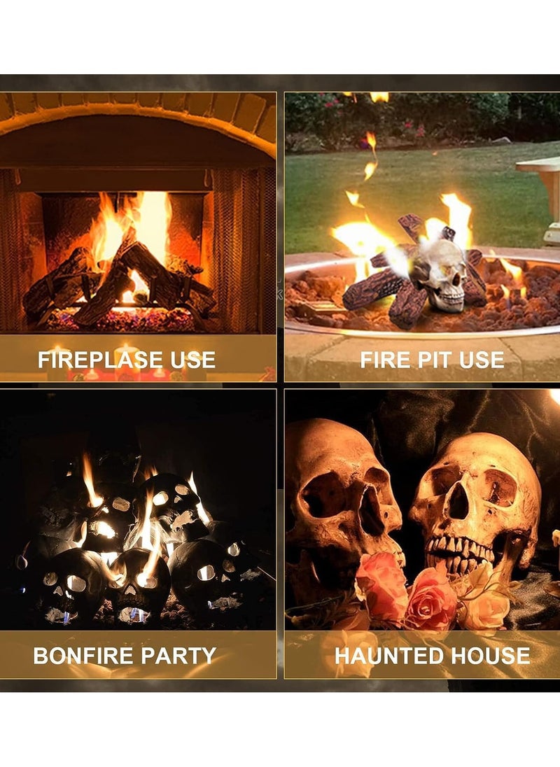 Generic - Ceramic Fire Pit Skulls, Reusable Square Skull Decorative Props for Fire Pit Party BBQ Fireplace Bonfire (3 Pieces) - Image 1