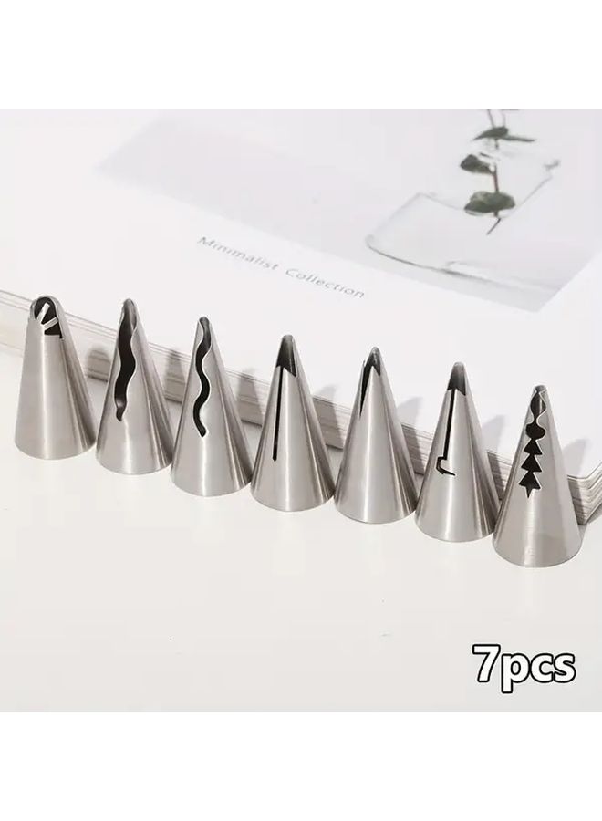 7 Piece Stainless Steel Icing Nozzle Set For Cake Decorating Baking - Image 1