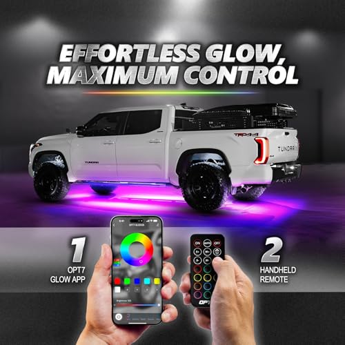 OPT7 Aura Pro RGB LED Grille Lights with App & Remote Control, 4pcs 12" Light Strips, Waterproof Front Grill Valence, Music Sync, Multi-Color Exterior Lighting Kit, Universal for Cars Trucks Vans SUV - Image 3