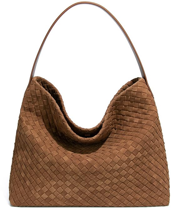 Molodo Woven Suede Shoulder Bag for Women Suede Hobo Bag Tote Elegant Handbag Satchel for Work Travel - Image 1