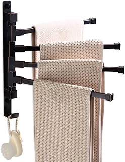 ELLO&ALLO ELLO&ALLO Oil Rubbed Bronze Towel Bars for Bathroom Wall Mounted Swivel Towel Rack Holder with Hooks 4-Arm  - Image 1