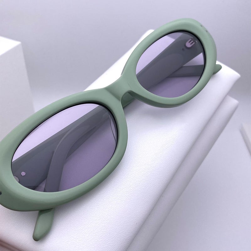 Generic 2024 New GM Oval Cat-Eye Sunglasses for Women Green 