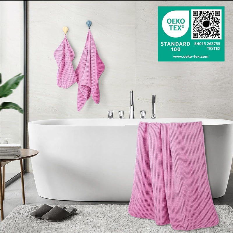 Polyte Oversize, 60 x 30 in., Quick Dry Lint Free Microfiber Bath Towel Set, 6 Piece (Waffle Weave) - Image 5