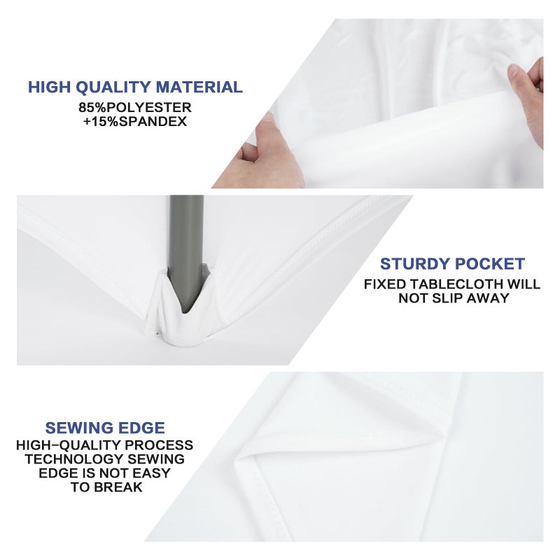 GFCC 4 Foot (48") Table White Round Stretch Tablecloth Spandex Fitted Stretchable Elastic Tablecloth - Image 3
