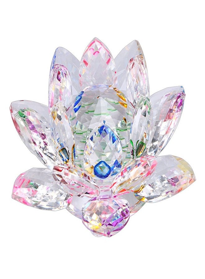OwnMy Sparkle Crystal Lotus Flower Hue Reflection Feng Shui Home Decor with Gift Box (5 Inch/ 130MM) - Image 1