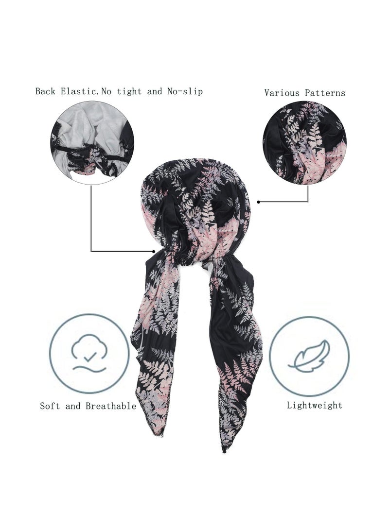 Chemo Headwear Pre Tied Head Scarf Headwraps Lightweight Turban Beanie Cap for Women Printed Curved Floral Cloth Hat Muslim Baotou Milk Silk Pullover Small  - Image 5