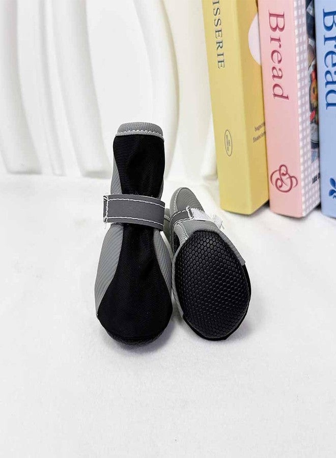 BECHANMIG Waterproof Dog Shoes for Winter Rainy Snowy Day,Outdoor Pet Booties & Paw Protectors with Reflective Strip Anti-Slip Sole for Small Medium Dogs_#3(Black) - Image 4