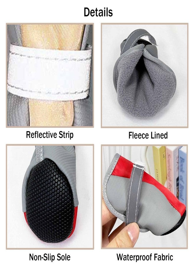 BECHANMIG Waterproof Dog Shoes for Winter Rainy Snowy Day,Outdoor Pet Booties & Paw Protectors with Reflective Strip Anti-Slip Sole for Small Medium Dogs_#3(Black) - Image 3