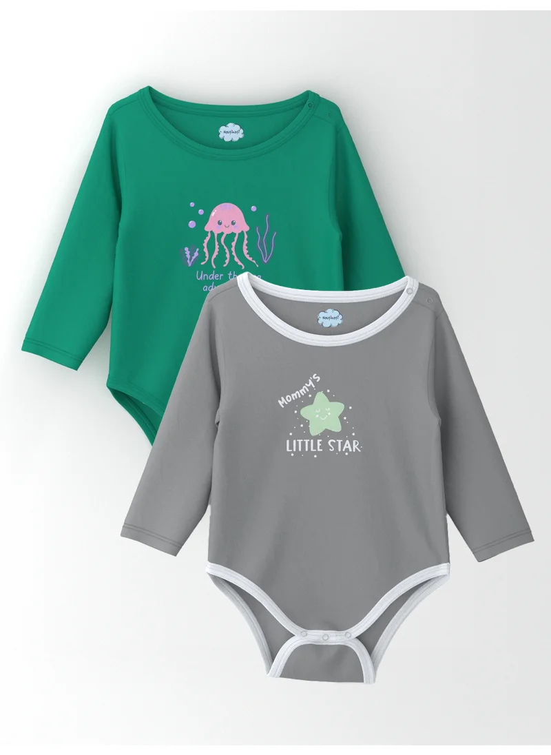 Nautinati Nautinati Girls' Cotton Printed Pack of 2 Bodysuit