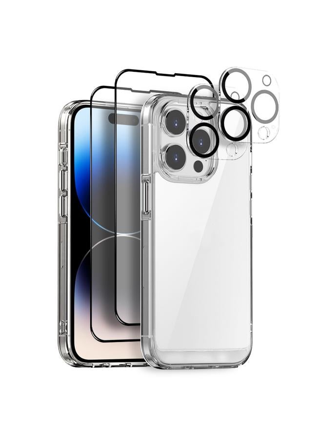 The Bros Case For iPhone 14 Pro 5 in 1 Clear Phone Case with 2pcs Screen Film + 2pcs Rear Lens Film
