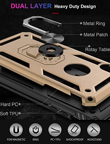 REALCASE TPU+PC iPhone X/Xs Back Cover Case | Heavy Duty Dual Layer Hybrid Shock Proof Armor Defender Ring Case Back Cover for iPhone X/Xs 5.8 (Gold) - Image 5