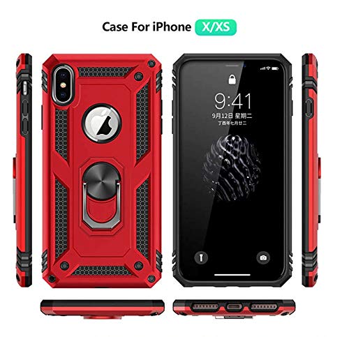 REALCASE TPU+PC iPhone X/Xs Back Cover Case | Heavy Duty Dual Layer Hybrid Shock Proof Armor Defender Ring Case Back Cover for iPhone X/Xs 5.8 (Gold) - Image 2
