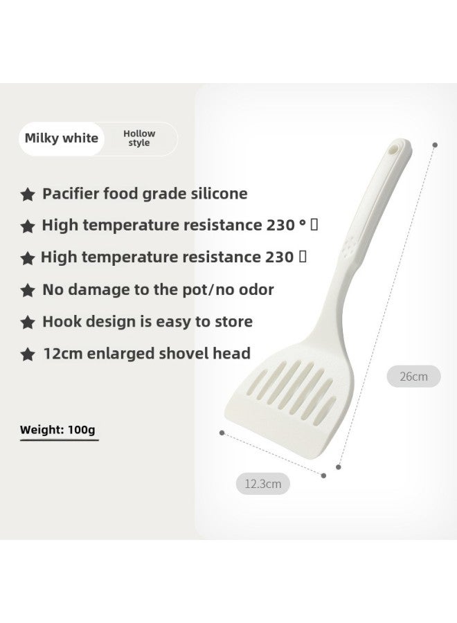 Household Food Grade Yuzi Burning Pot Shovel High Temperature Resistant Yuzi Burning Pot Special Shovel Yuzi Burning Silicone Pot White-Color:Hollow-milk White  - Image 1