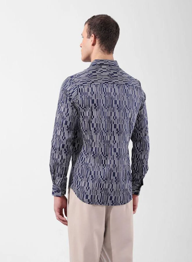 The Indian Garage Co Men Slim Fit Printed Cutaway Collar Full Sleeves Shirt