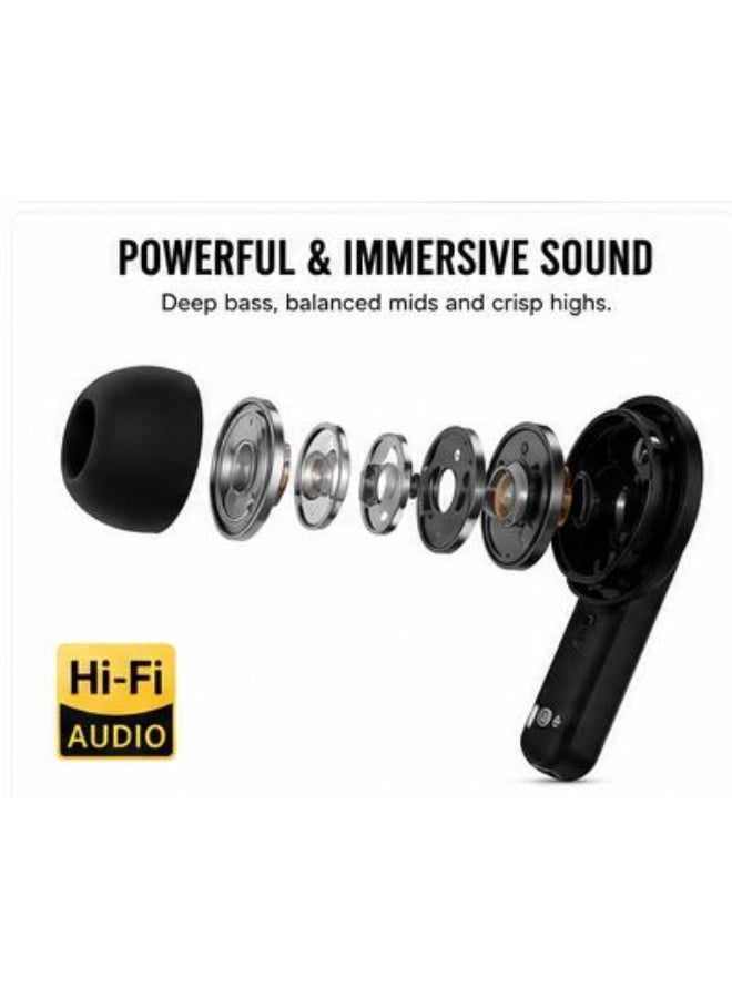 LENYES AIR 101 True Wireless Earbuds Bluetooth 5.4 ANC ENC Noise Cancelling Earphones HiFi Stereo Sound Touch Control USB-C Black - Image 4