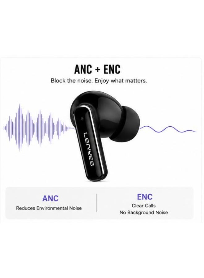 LENYES AIR 101 True Wireless Earbuds Bluetooth 5.4 ANC ENC Noise Cancelling Earphones HiFi Stereo Sound Touch Control USB-C Black - Image 3