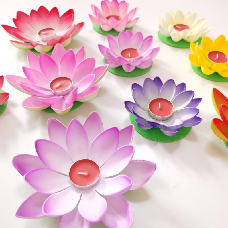 Artificial Floating Lotus Lanterns-Real Candle Pool Decorative Lights Halloween Tealight lamp Prayer Lamp Wishing Water Lily Candle Light for Pool, Pond, Glass Bowl, Diwali - Image 4