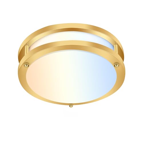 hykolity 10 inch Flush Mount LED Ceiling Light Fixture, 17W 1100lm, 2700K/3000K/3500K/4000K/5000K Adjustable Ceiling Lights, Gold Saturn Dimmable Lighting for Hallway Bathroom or Kitchen - Image 1