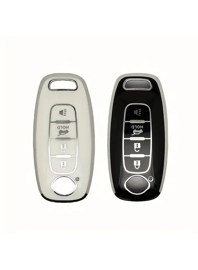 Car Key Cover Case With Silicone Car Keychain Set For Nissan X Trail T33 Kicks Qashqai J12 Juke Teana Altima Ariya White - Image 5
