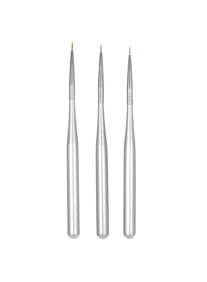 3-Piece Nail Art Brush Set Silver