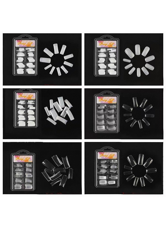 500Pcs Clear False Nails with Case，10 Sizes Coffin Nail Tips Full Cover, Clear Acrylic False Nails, Fake Nail Tips for Home Use DIY Nail Art(random style) - Image 1