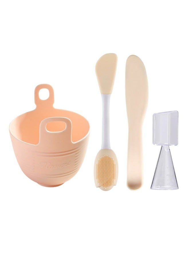 Facial Mask Mixing Tool Kit with Mask Bowl Brushes Stick Spatula and Spoons（Beige） - Image 1