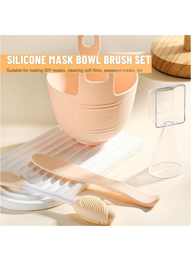 Facial Mask Mixing Tool Kit with Mask Bowl Brushes Stick Spatula and Spoons（Beige） - Image 4