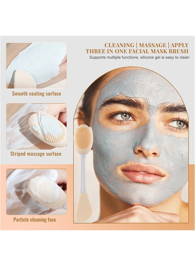 Facial Mask Mixing Tool Kit with Mask Bowl Brushes Stick Spatula and Spoons（Beige） - Image 2