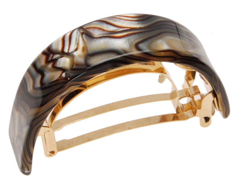 France Luxe Skinny Rectangle Ponytail Barrette Onyx