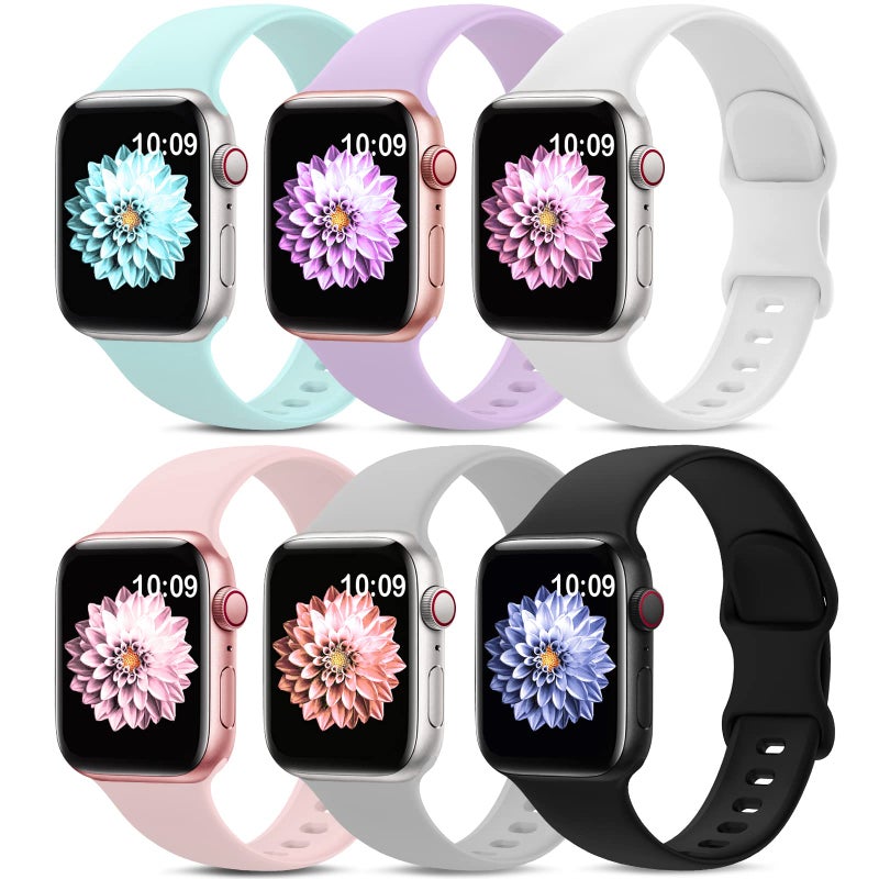 AMSKY 6 Pack Sport Bands Compatible with Apple Watch Band 38mm 40mm 41mm 42mm 44mm 45mm 49mm 46mm,Silicone Waterproof Strap for iWatch Apple Watch Series 11 10 9 Ultra 8 7 6 5 4 3 2 1 SE Women Men - Image 1