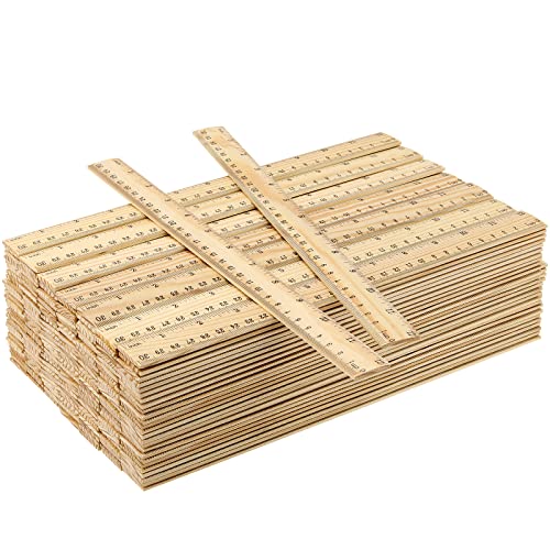 MANCHAP 144 PCS 12 Inch Wooden Rulers, Double Sided Pine Wood School Ruler, Wood Measuring Ruler for Home, and Office, 2 Scales (12 Inch and 30 CM) - Image 1