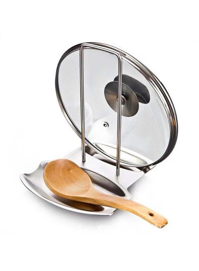 حامل غطاء الوعاء ومسند ملعقة للمطبخ من الفولاذ المقاوم للصدأ منظم أدوات المطبخ المنزلية منظم أدوات المطبخ - Image 2