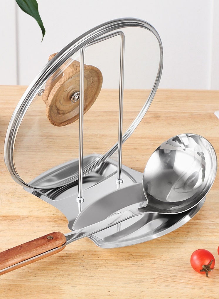 حامل غطاء الوعاء ومسند ملعقة للمطبخ من الفولاذ المقاوم للصدأ منظم أدوات المطبخ المنزلية منظم أدوات المطبخ - Image 3