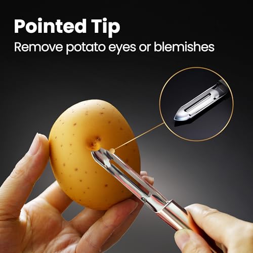 Gourmet Easy Vegetable Peeler, Ultra Sharp Potato Peeler, Best for Veggie & Fruit, Seamless One-Piece Design, Peel Both Ways - Left & Right-Hand Friendly, Dishwasher Safe, 5-Year Warranty - Image 3