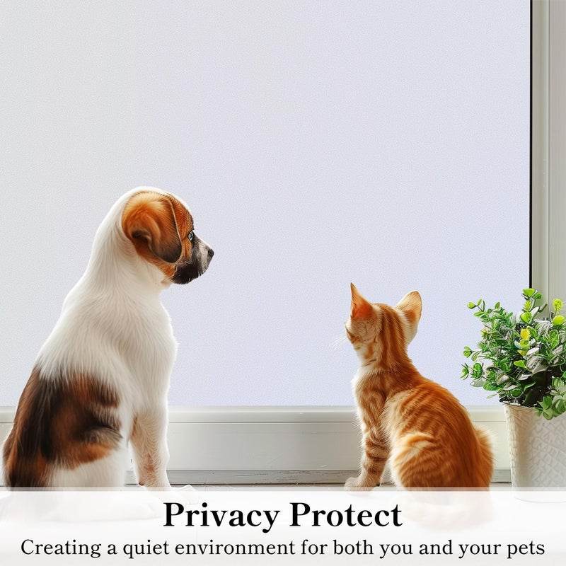 DUOFIRE Privacy Window Film Frosted Glass Film Matte White Static Cling Glass Film No Glue Anti-UV Window Sticker Non Adhesive for Privacy Office Meeting Room Bathroom Living Room DS001W 23.6x118in - Image 4