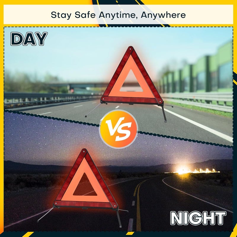 Acymner Reflective Safety Triangle Kit | Emergency Warning Triangles with Storage Case Roadside Reflective Early Warning Sign for Vehicles Breakdown (3) - Image 5