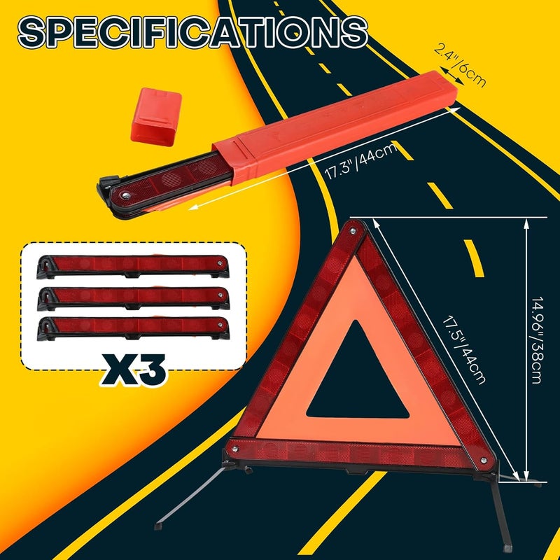 Acymner Reflective Safety Triangle Kit | Emergency Warning Triangles with Storage Case Roadside Reflective Early Warning Sign for Vehicles Breakdown (3) - Image 2