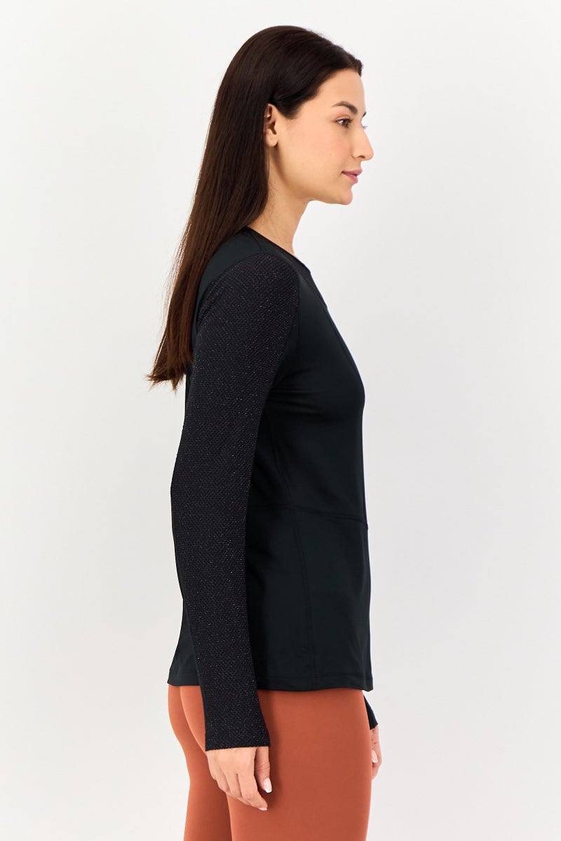 Nike Women Dri-Fit Brand Logo Long Sleeves Outdoor T-Shirt, Black - Image 2