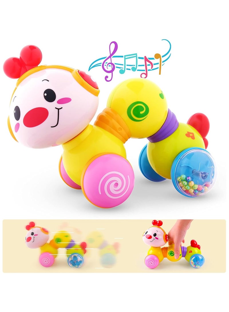 HUILE Infant Musical Crawling Toy，Baby Toys 6 to 12 Months, Press and Go Interactive Inchworm Toy with Light Up, Caterpillar Tummy Time Educational Toddler Toys 6  Months+  Boy Girl Gift - Image 1