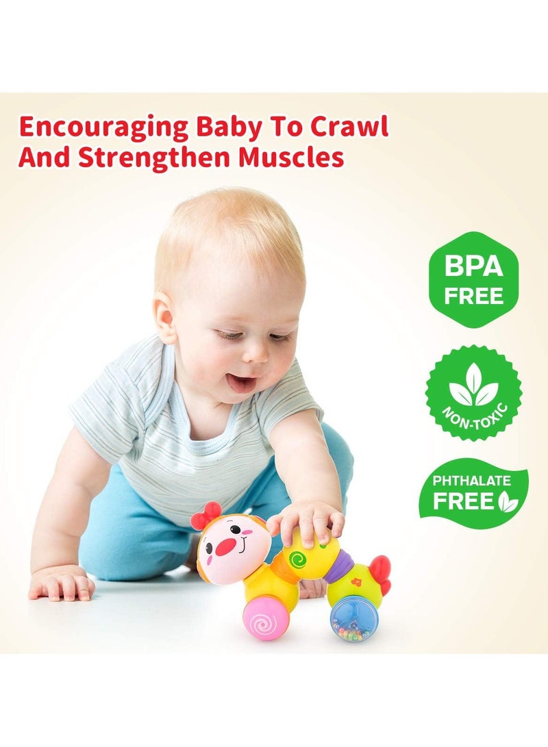 HUILE Infant Musical Crawling Toy，Baby Toys 6 to 12 Months, Press and Go Interactive Inchworm Toy with Light Up, Caterpillar Tummy Time Educational Toddler Toys 6  Months+  Boy Girl Gift - Image 2