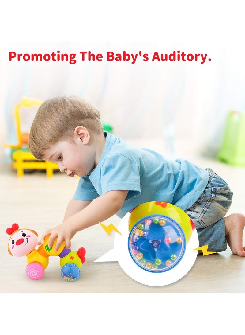 HUILE Infant Musical Crawling Toy，Baby Toys 6 to 12 Months, Press and Go Interactive Inchworm Toy with Light Up, Caterpillar Tummy Time Educational Toddler Toys 6  Months+  Boy Girl Gift - Image 3