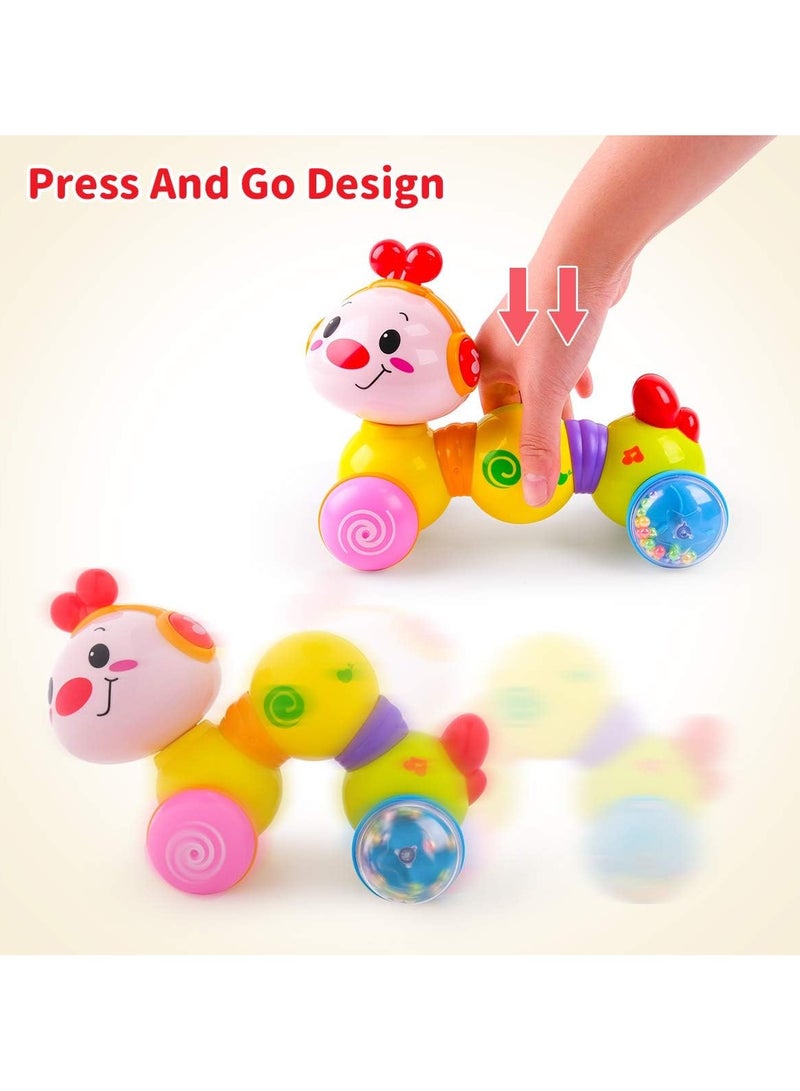 HUILE Infant Musical Crawling Toy，Baby Toys 6 to 12 Months, Press and Go Interactive Inchworm Toy with Light Up, Caterpillar Tummy Time Educational Toddler Toys 6  Months+  Boy Girl Gift - Image 4