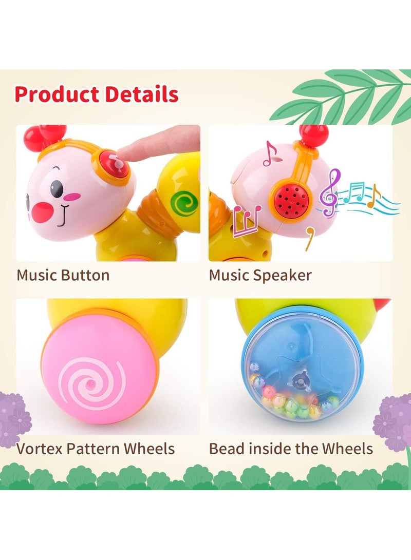 HUILE Infant Musical Crawling Toy，Baby Toys 6 to 12 Months, Press and Go Interactive Inchworm Toy with Light Up, Caterpillar Tummy Time Educational Toddler Toys 6  Months+  Boy Girl Gift - Image 5