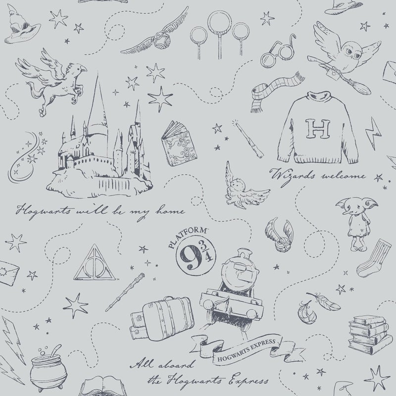 RoomMates Harry Potter Magical Moments Trail Grey Peel and Stick Wallpaper RMWS1262 - Image 2