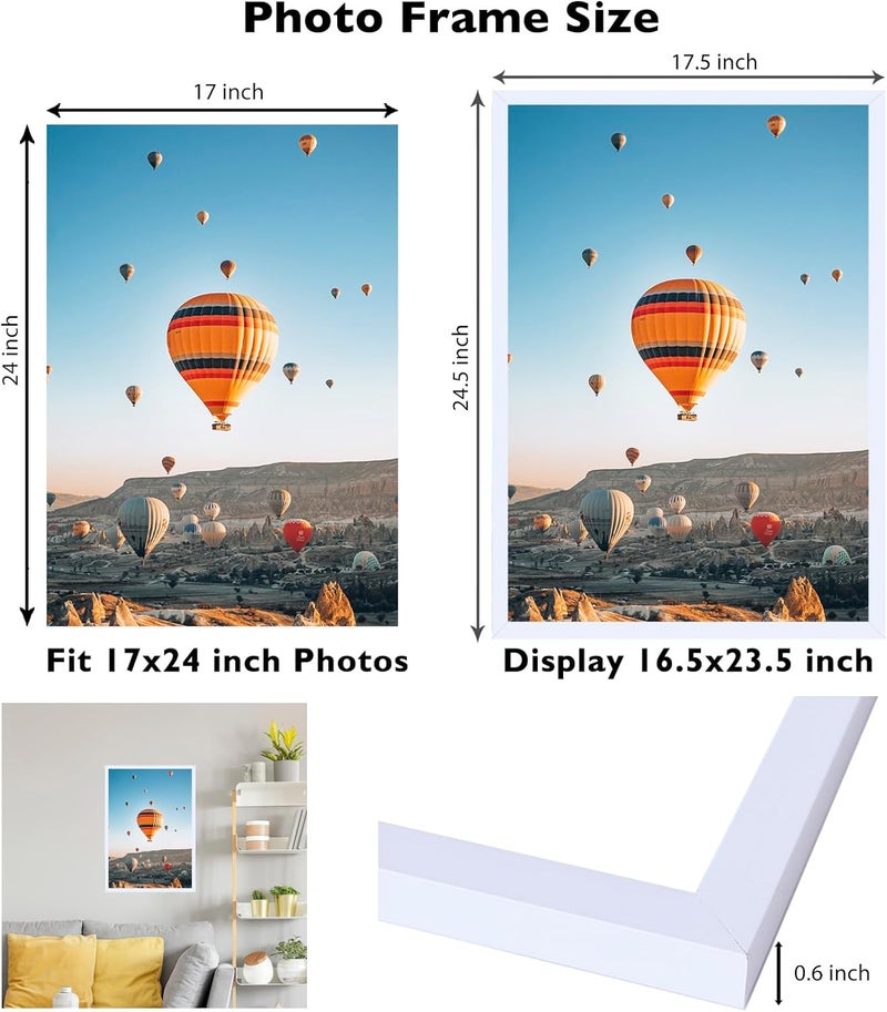 JCJMY 22x30 إطار صور بمقاس 22x24 مع ورقة زخرفية، لعرض الصور بمقاس 18x24 مع أو بدون ورقة زخرفية، إطار كبير للتعليق على الحائط بمقاس 22x24. - Image 3