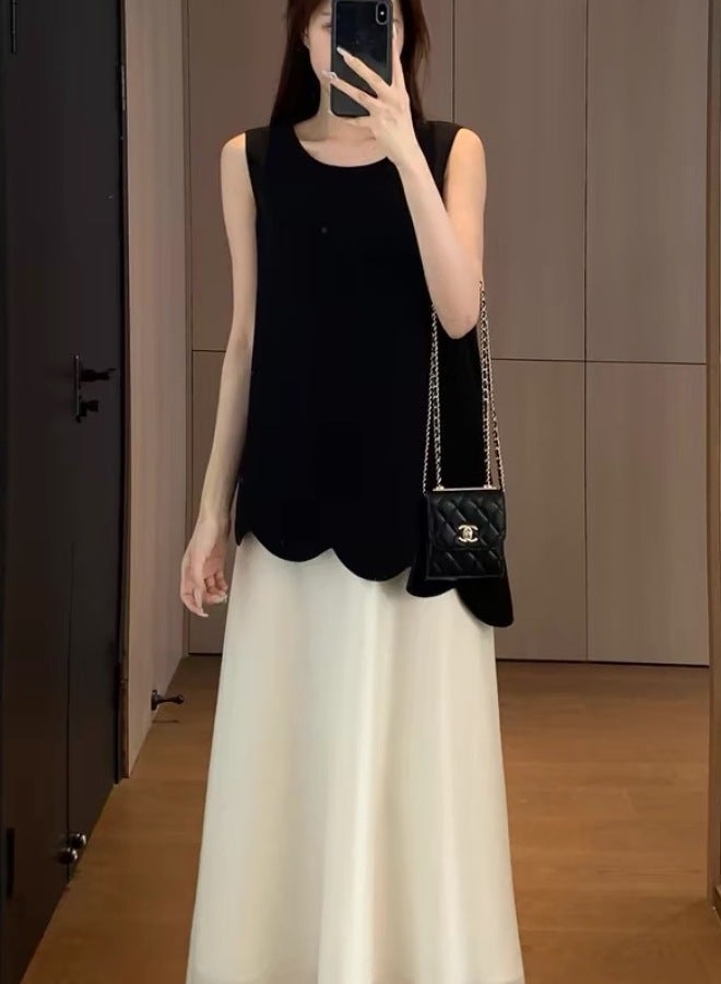 Yailla Smart Playful Tencel Acetate Loose Vest Dress 