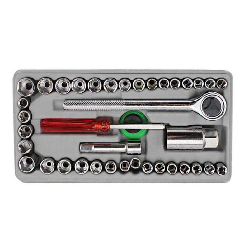 Maha Classic Hand Tool Kit 40Pc Multi-Purpose Combination Socket Wrench Set Socket Set (Pack of 40) for Car and Bike Maintainance Automobile Socket Set Home Applications Maintainance Socket Set - Image 2