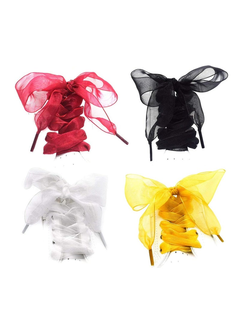 أوزيغالور أربطة حذاء من الساتان الحرير الأورجانزا، 4 سم، عصرية للأحذية الرياضية النسائية - Image 1