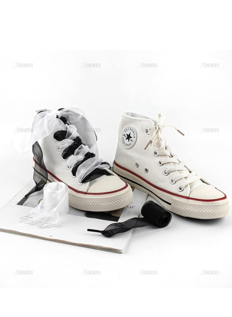 أوزيغالور أربطة حذاء من الساتان الحرير الأورجانزا، 4 سم، عصرية للأحذية الرياضية النسائية - Image 2